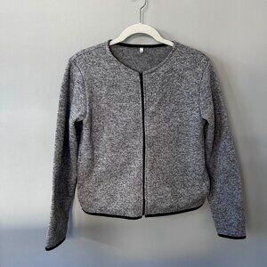 Muji gray heather fleece zip up cardigan